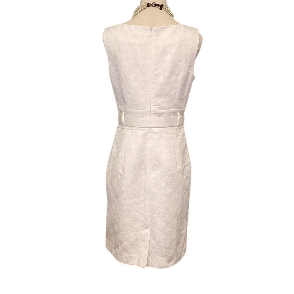 Banana Republic White Sleeveless Lace Midi Dress with Belt - Picture 4 of 5